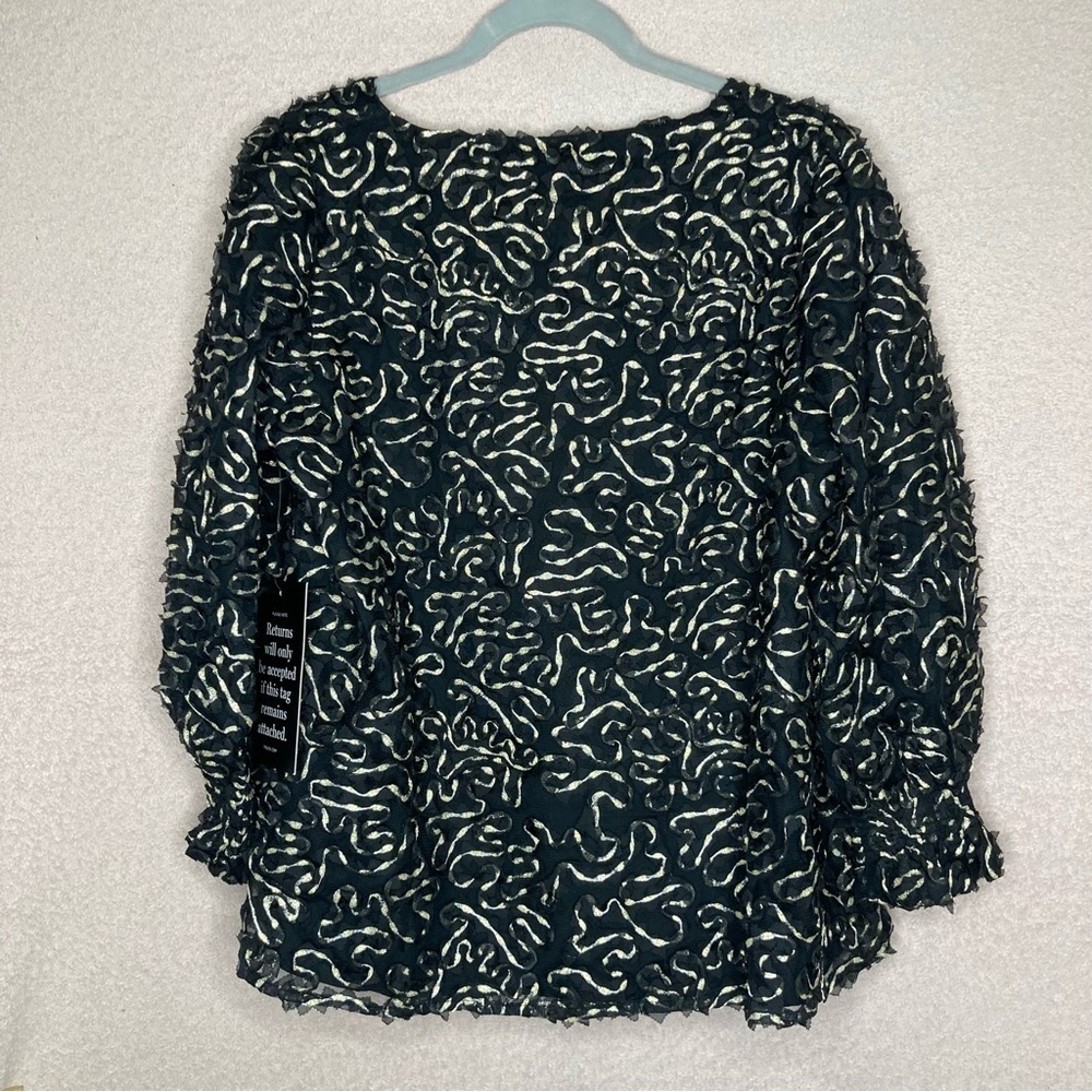 NEW Tuckernuck Long Sleeve Flowy Blouse Women’s L Black/Gold Feminine Designer - Picture 6 of 12
